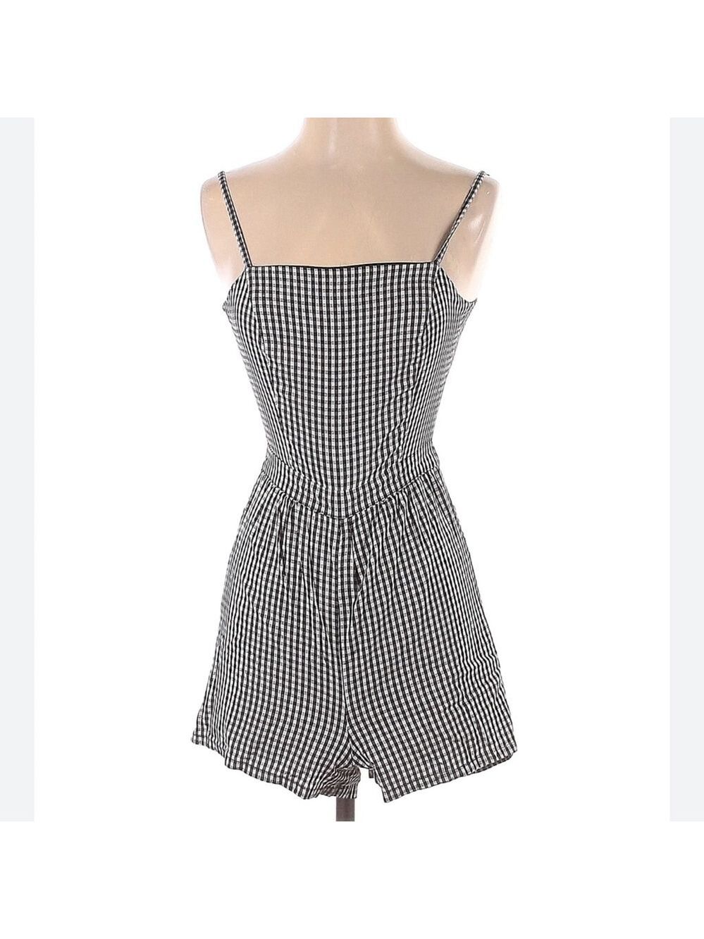 Kendall & Kylie Gingham Checkered Print Black and White Romper - Picture 3 of 6